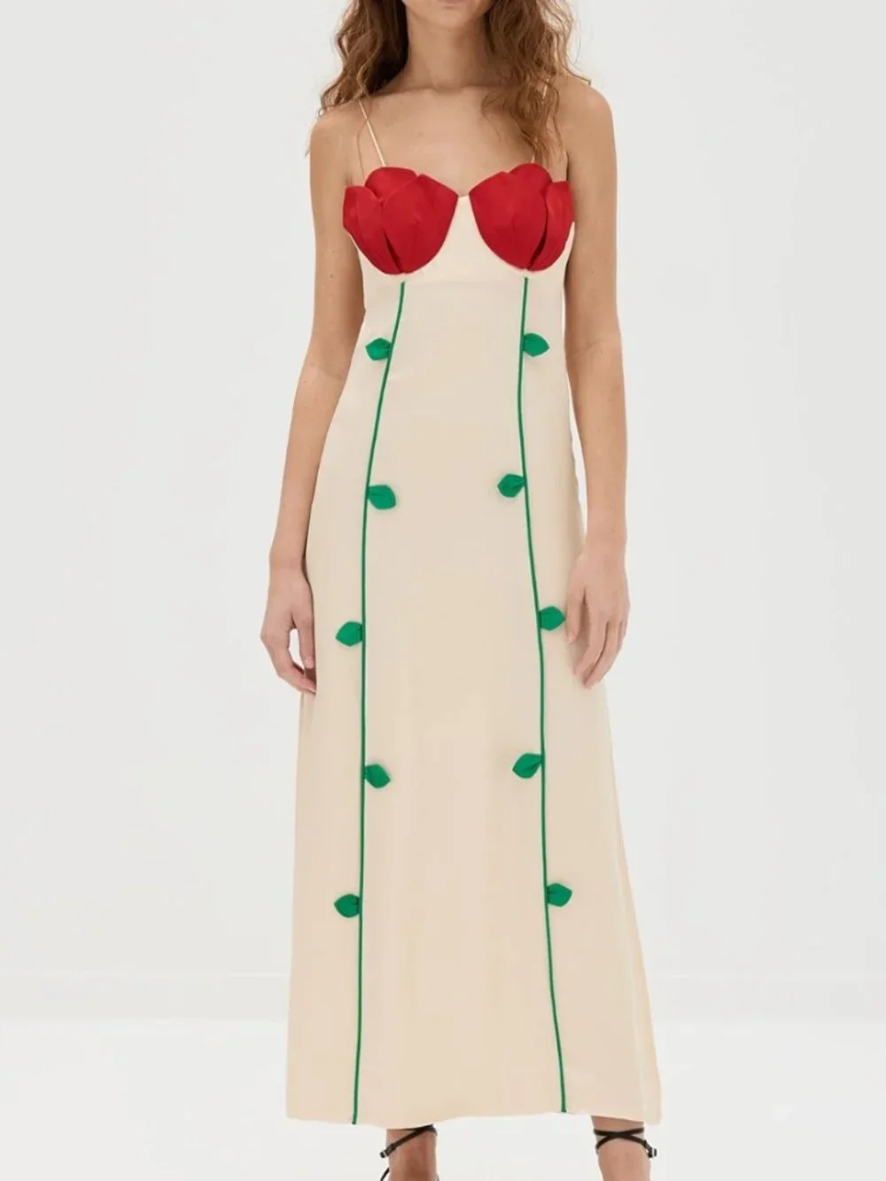 Farm Rio Rose Detailed Satin Dress - Picture 3 of 14